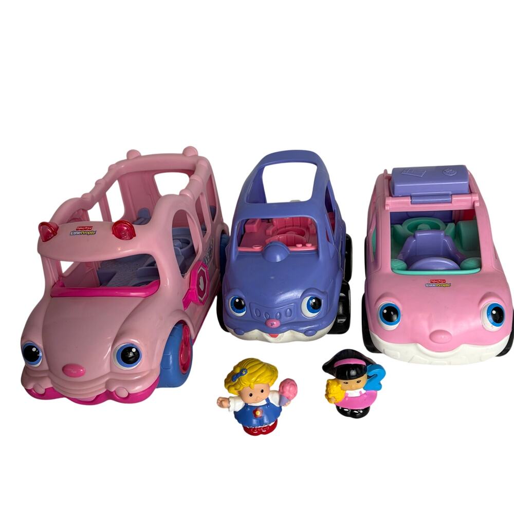 Vintage Little People Pink ABC Musical Bus, Musical Little Mover SUV Singing Car